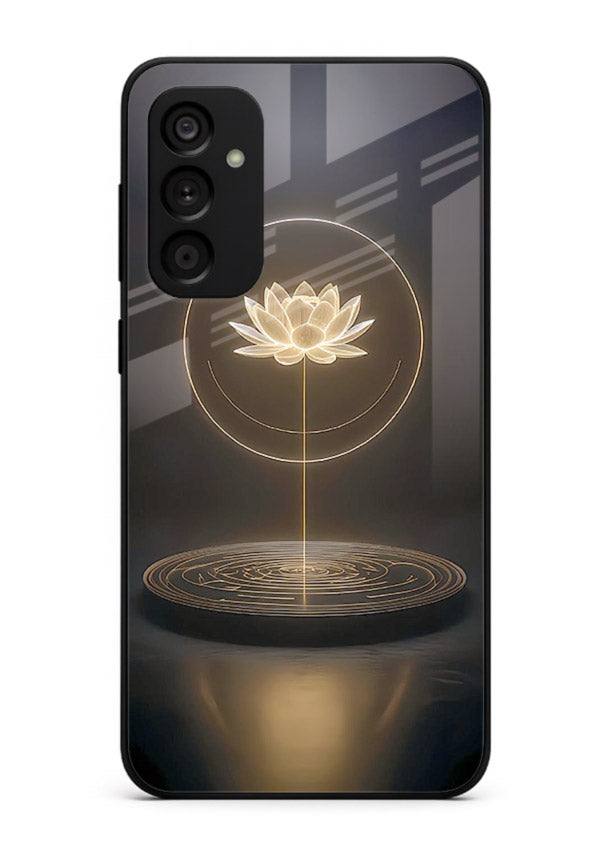 Golden lotus shining spiritual art Samsung F34 5G glass elegant divine cover