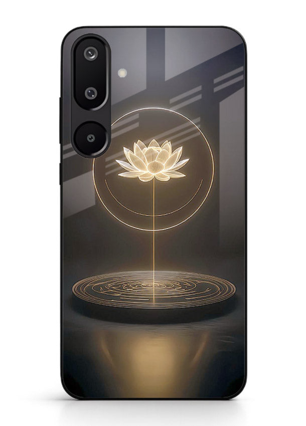 Golden lotus shining spiritual art Samsung M16 5G glass elegant divine cover