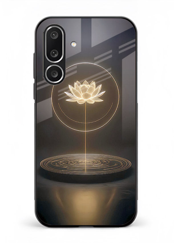 Golden lotus shining spiritual art Samsung F56 5G glass elegant divine cover