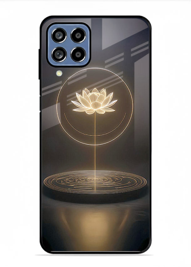 Golden lotus shining spiritual art Samsung F22 4G glass elegant divine cover