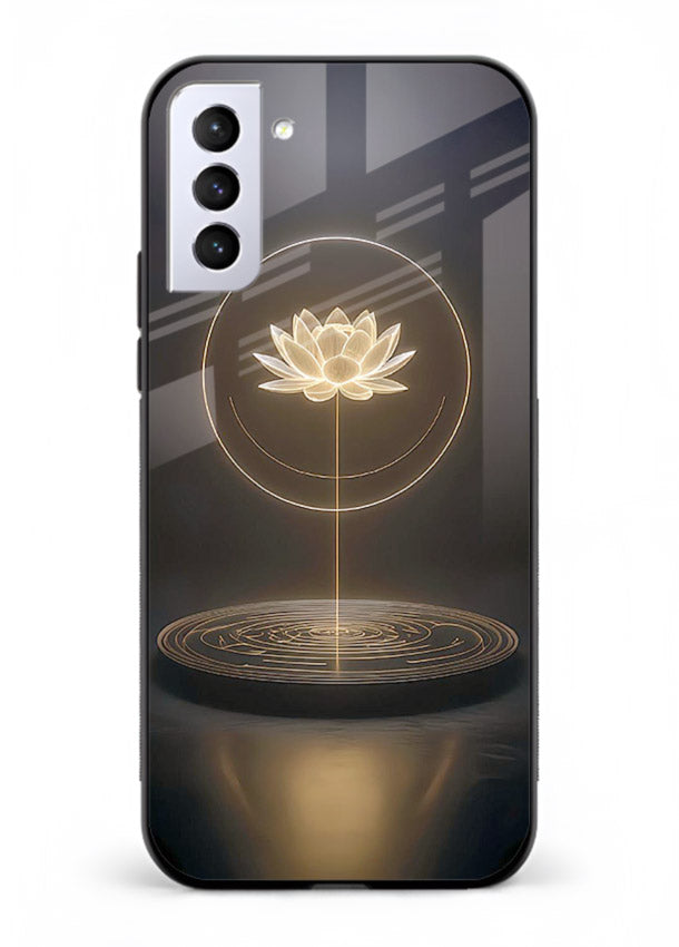 Golden lotus shining spiritual art Samsung S21 Plus glass elegant divine cover