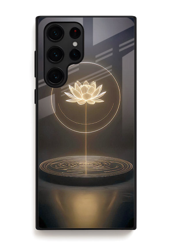 Golden lotus shining spiritual art Samsung S25 Ultra glass elegant divine cover