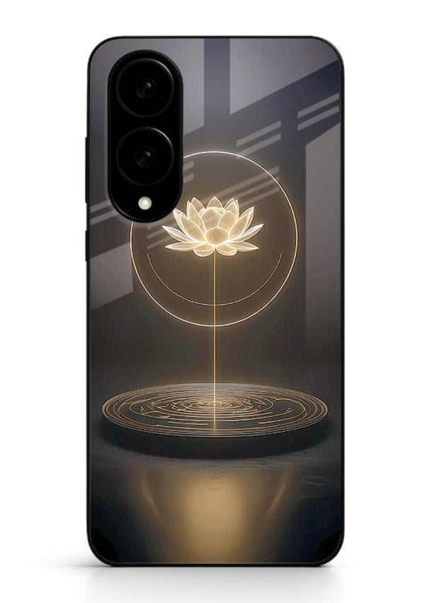 Golden lotus shining spiritual art Samsung S25 Edge glass elegant divine cover