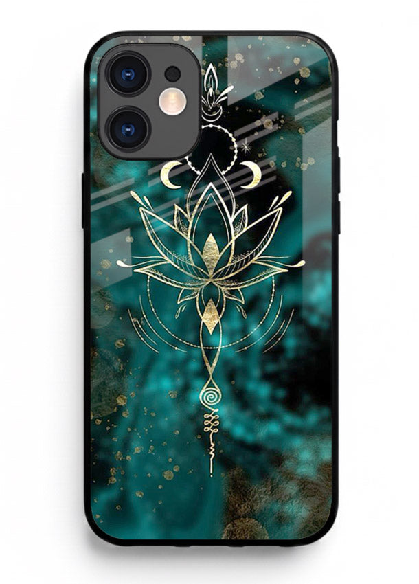 Mystic lotus cosmic shine artwork iphone 12 glass spiritual fantasy case