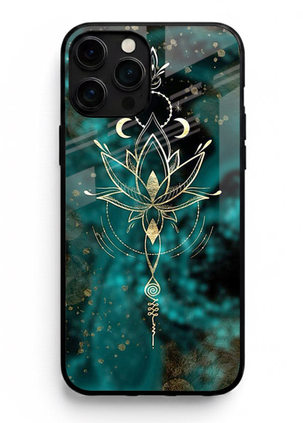 Mystic lotus cosmic shine artwork iphone 13 pro max glass spiritual fantasy case