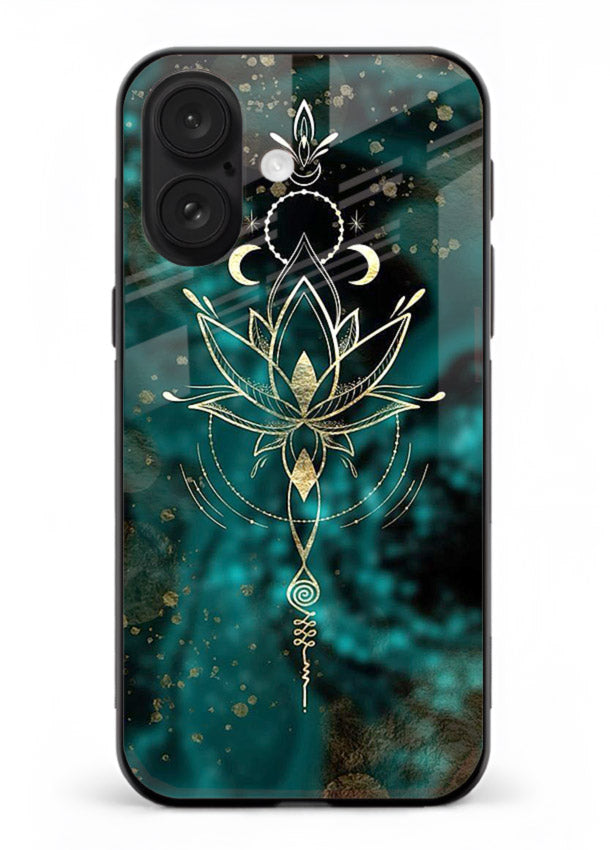Mystic lotus cosmic shine artwork iphone 18 glass spiritual fantasy case