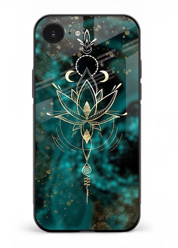 Mystic lotus cosmic shine artwork iphone 16e glass spiritual fantasy case
