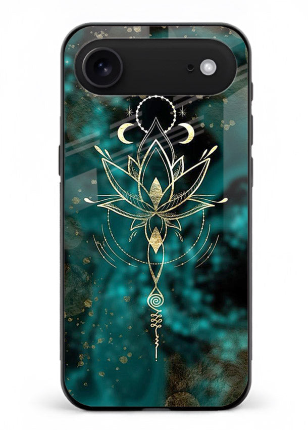 Mystic lotus cosmic shine artwork iphone 17 air glass spiritual fantasy case