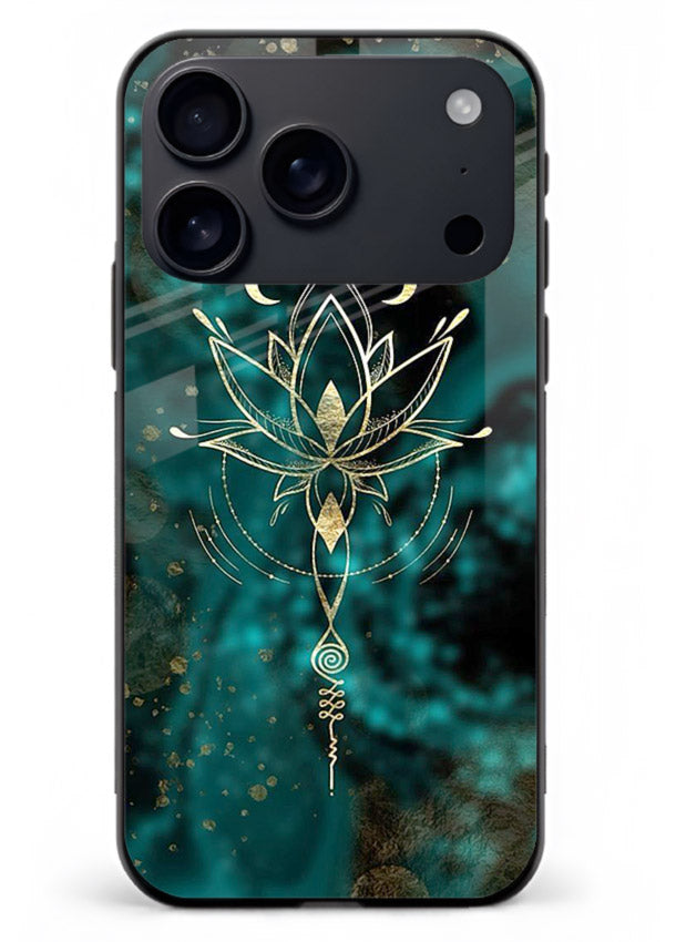 Mystic lotus cosmic shine artwork iphone 18 pro max glass spiritual fantasy case