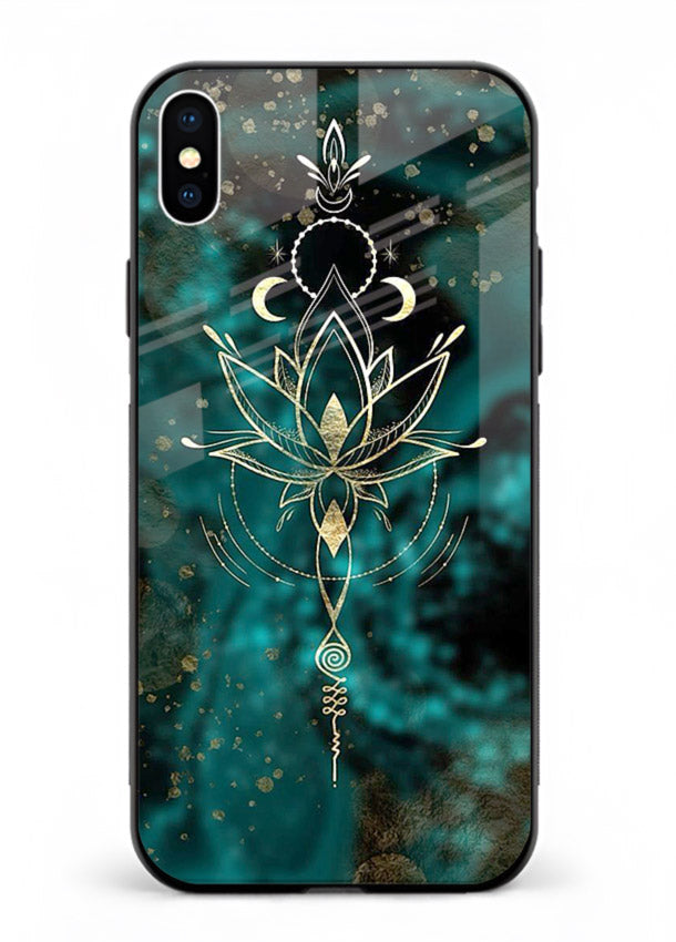 Mystic lotus cosmic shine artwork iphone xs max glass spiritual fantasy case
