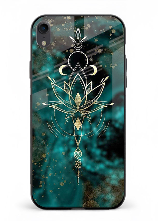 Mystic lotus cosmic shine artwork iphone xr glass spiritual fantasy case