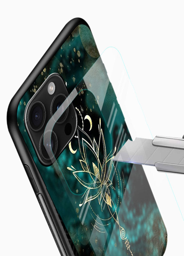 Mystic lotus cosmic shine artwork glossy vibrant premium glass spiritual fantasy case - Angle Blade
