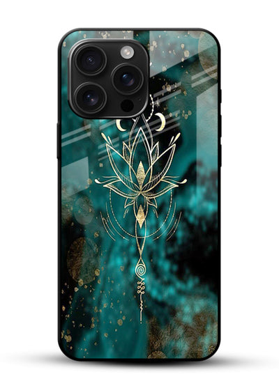 Mystic lotus cosmic shine artwork glossy vibrant premium glass spiritual fantasy case - Angle Front