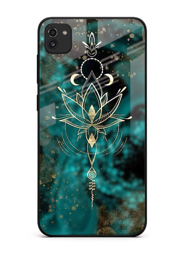 Mystic lotus cosmic shine artwork Samsung A03 glass spiritual fantasy case