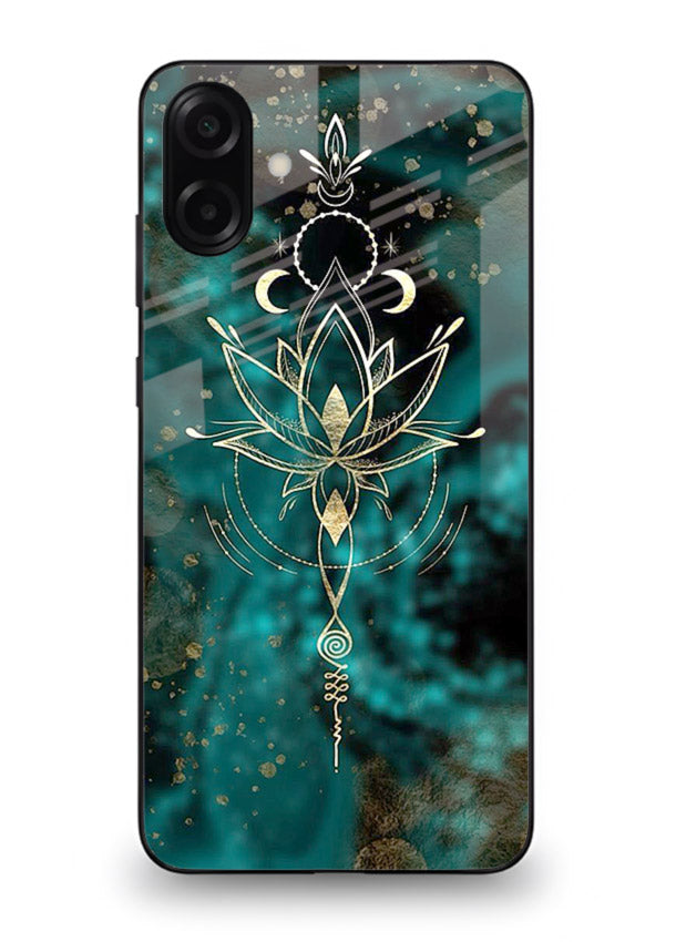 Mystic lotus cosmic shine artwork Samsung M13 5G glass spiritual fantasy case
