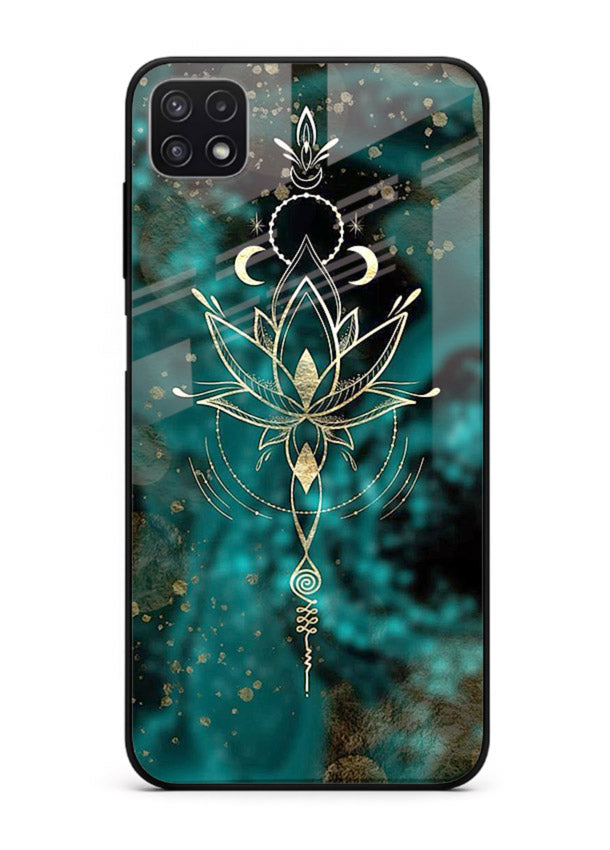 Mystic lotus cosmic shine artwork Samsung A22 5G glass spiritual fantasy case