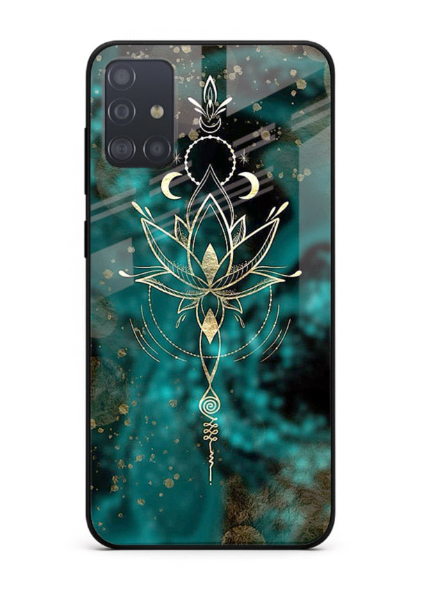 Mystic lotus cosmic shine artwork Samsung A51 glass spiritual fantasy case