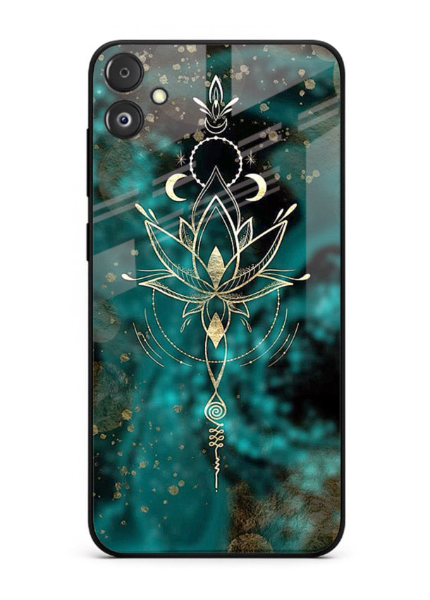 Mystic lotus cosmic shine artwork Samsung F05 5G glass spiritual fantasy case