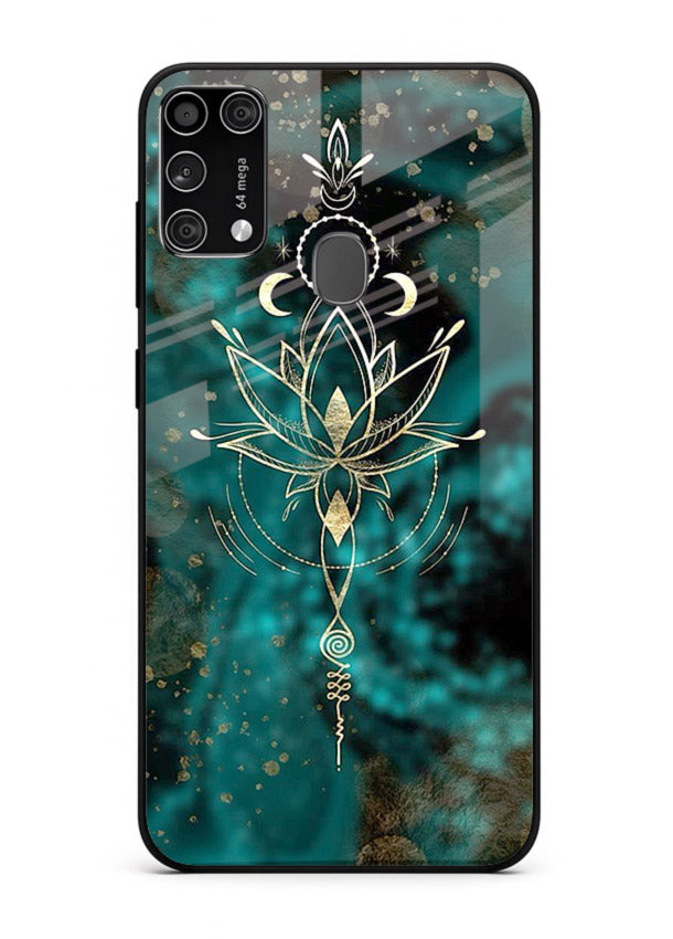 Mystic lotus cosmic shine artwork Samsung M31 glass spiritual fantasy case