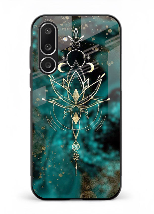 Mystic lotus cosmic shine artwork Samsung F56 5G glass spiritual fantasy case