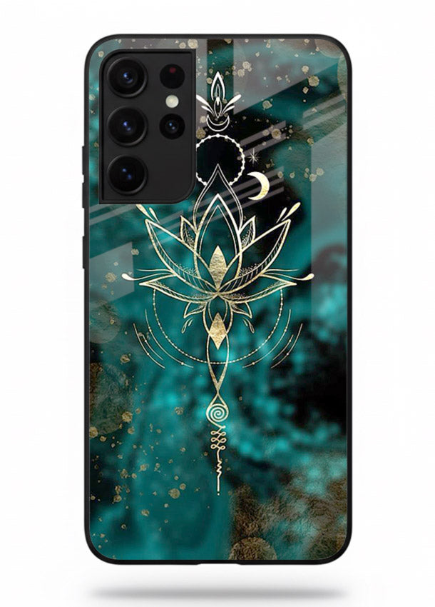 Mystic lotus cosmic shine artwork Samsung S21 Ultra glass spiritual fantasy case