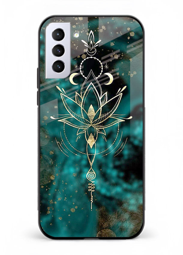Mystic lotus cosmic shine artwork Samsung S21 Plus glass spiritual fantasy case