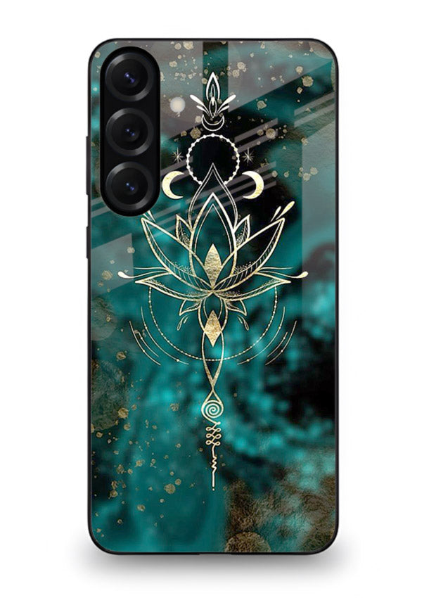 Mystic lotus cosmic shine artwork Samsung A35 5G glass spiritual fantasy case
