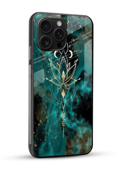 Mystic lotus cosmic shine artwork glossy vibrant premium glass spiritual fantasy case - Angle Side