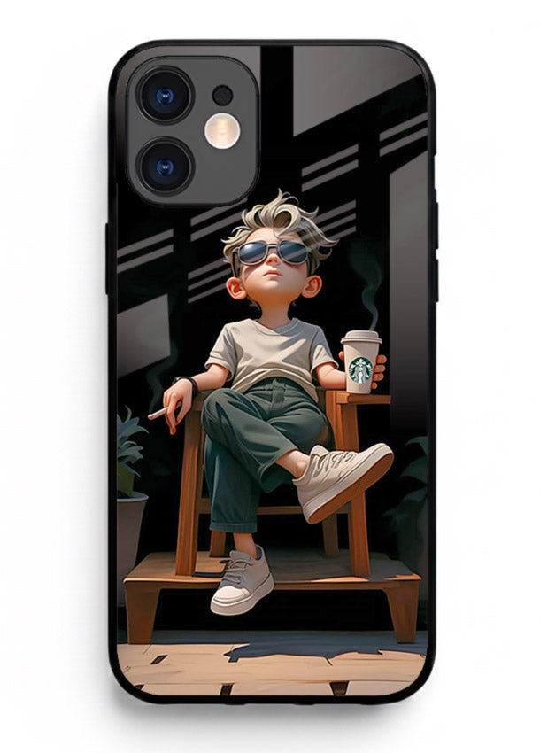 Lounging Boy Chill relaxed artwork iphone 12 glass back cover