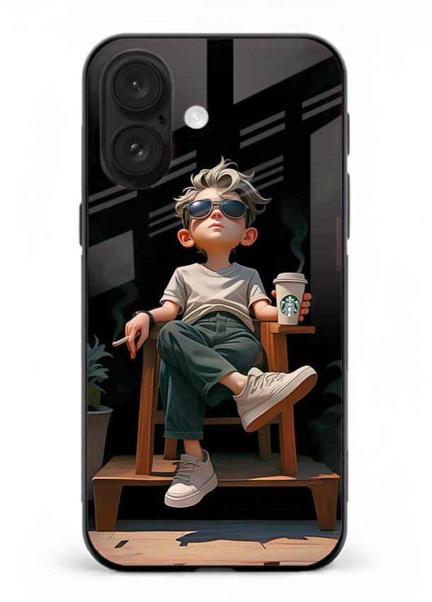 Lounging Boy Chill relaxed artwork iphone 16 glass back cover
