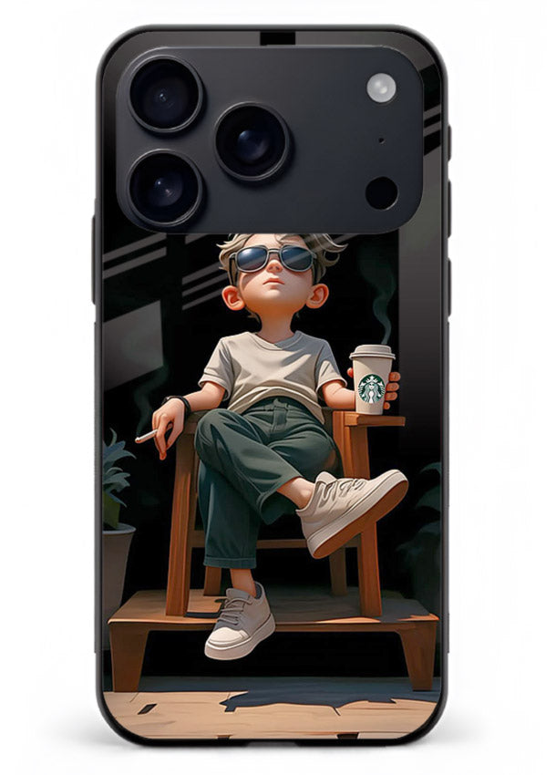Lounging Boy Chill relaxed artwork iphone 17 pro max glass back cover