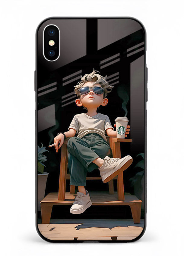 Lounging Boy Chill relaxed artwork iphone xs max glass back cover