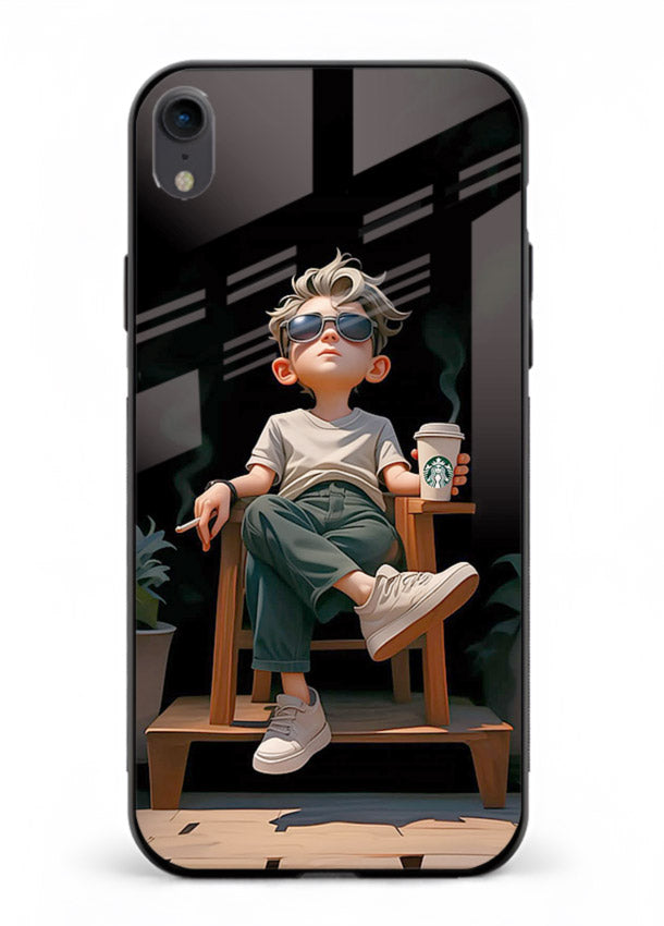 Lounging Boy Chill relaxed artwork iphone xr glass back cover