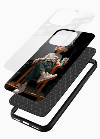 Lounging Boy Chill relaxed artwork glossy vibrant premium glass back cover - Angle Layers
