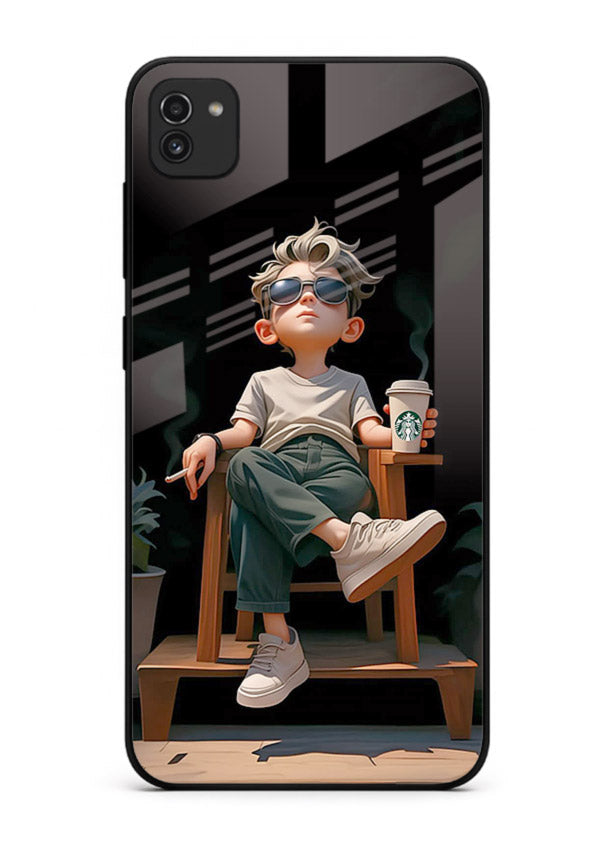 Lounging Boy Chill relaxed artwork Samsung A03 glass back cover