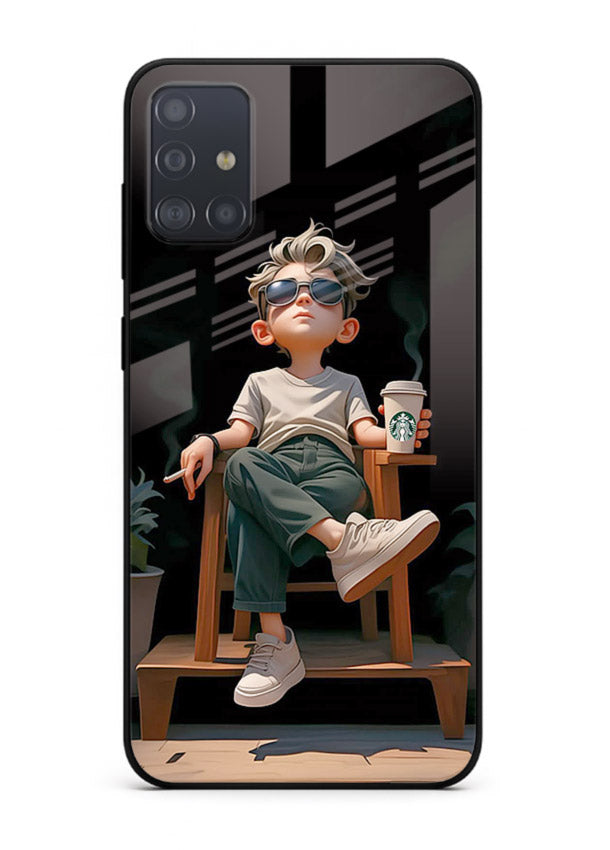 Lounging Boy Chill relaxed artwork Samsung A51 glass back cover