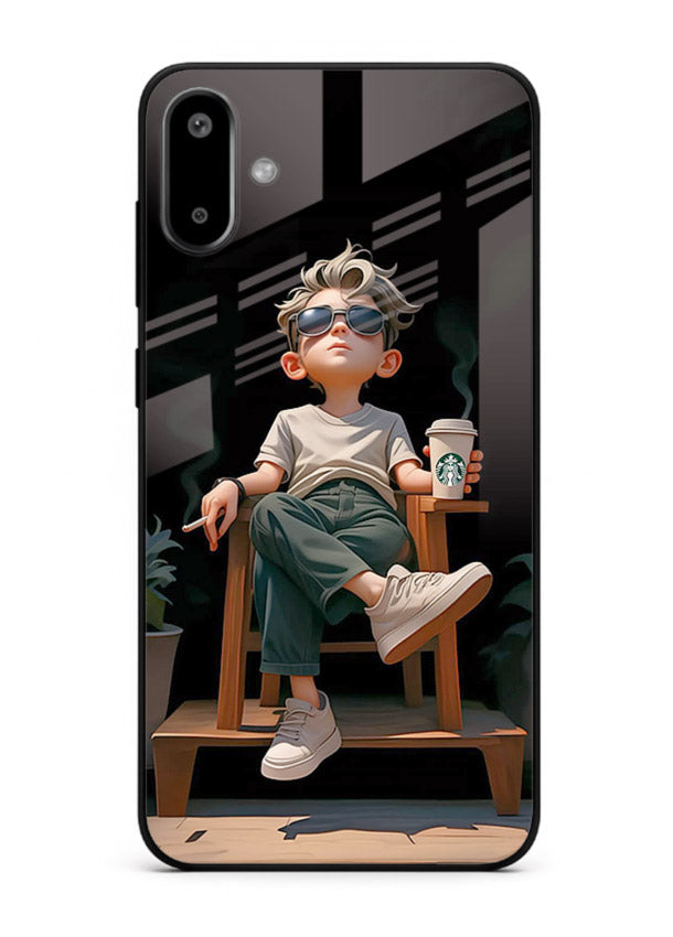 Lounging Boy Chill relaxed artwork Samsung F06 5G glass back cover