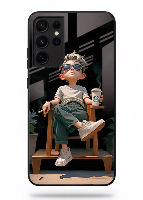 Lounging Boy Chill relaxed artwork Samsung S21 Ultra glass back cover