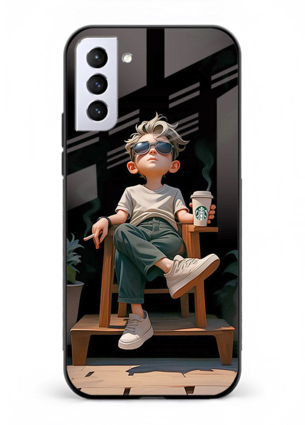 Lounging Boy Chill relaxed artwork Samsung S21 FE glass back cover