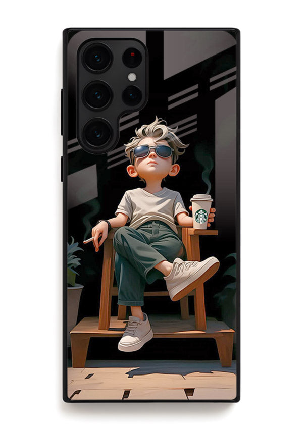 Lounging Boy Chill relaxed artwork Samsung S23 Ultra glass back cover