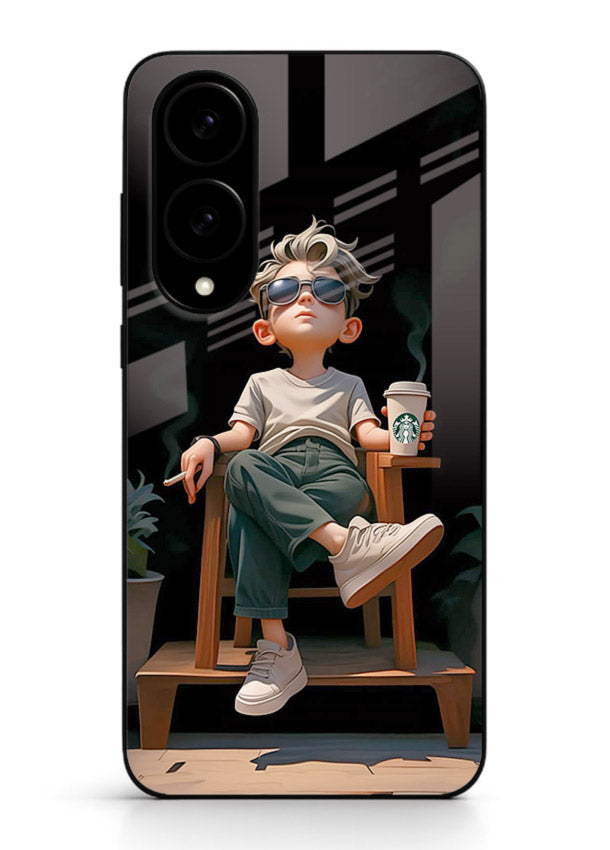 Lounging Boy Chill relaxed artwork Samsung S25 Edge glass back cover