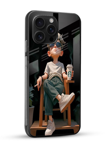 Lounging Boy Chill relaxed artwork glossy vibrant premium glass back cover - Angle Side