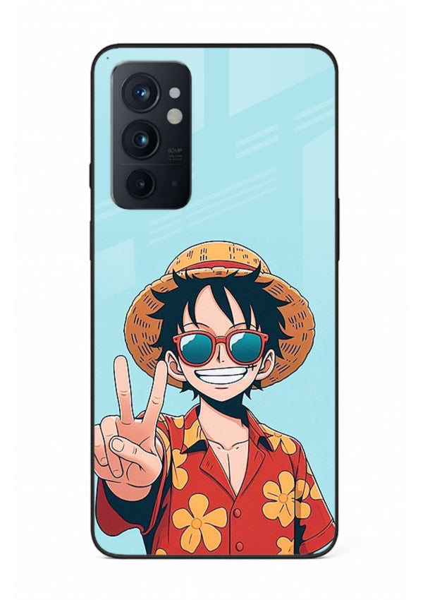 luffy peace sign cute anime art OnePlus 9RT glass cover tropical cheerful case