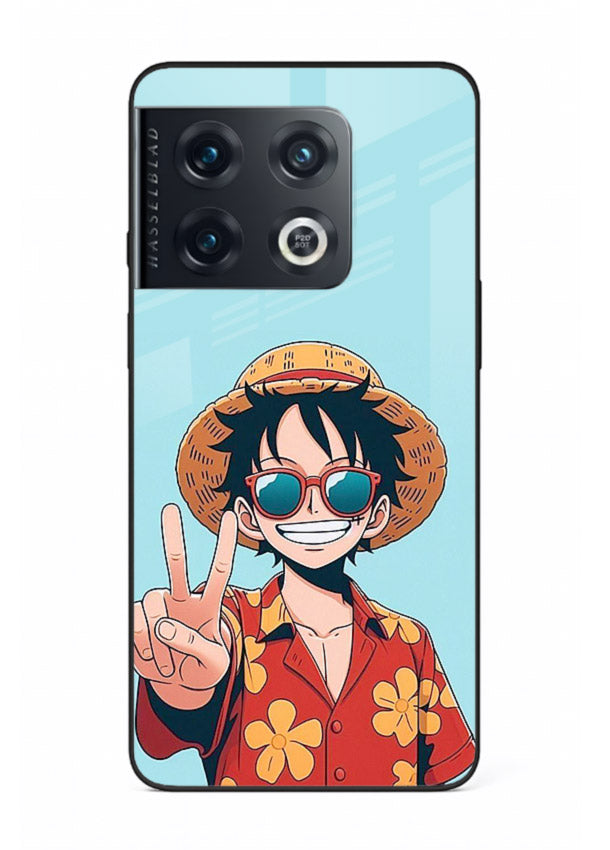 luffy peace sign cute anime art OnePlus 10 Pro glass cover tropical cheerful case