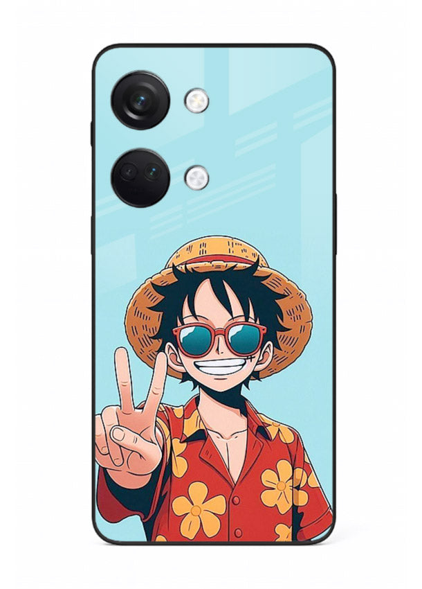 luffy peace sign cute anime art OnePlus Nord 3 glass cover tropical cheerful case