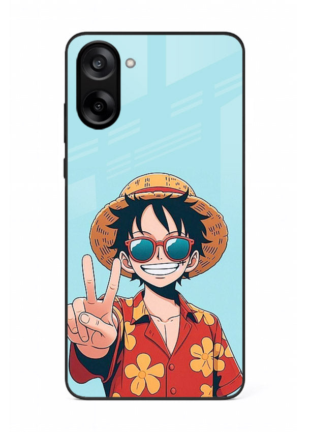 luffy peace sign cute anime art OnePlus Nord CE5 glass cover tropical cheerful case
