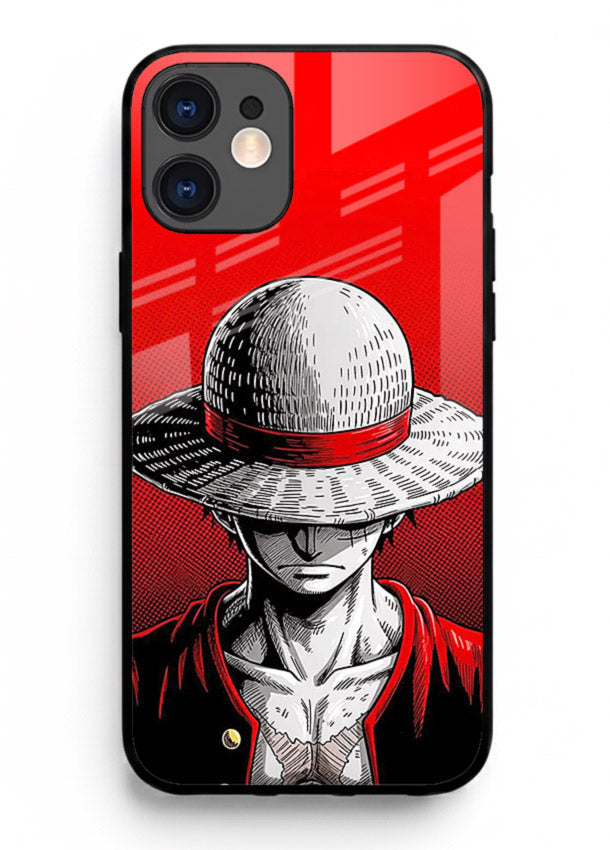 luffy red poster bold anime art iphone 11 glass cover dramatic pirate design case