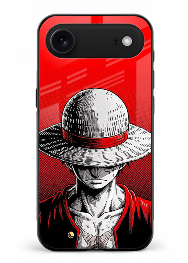 luffy red poster bold anime art iphone 17 air glass cover dramatic pirate design case