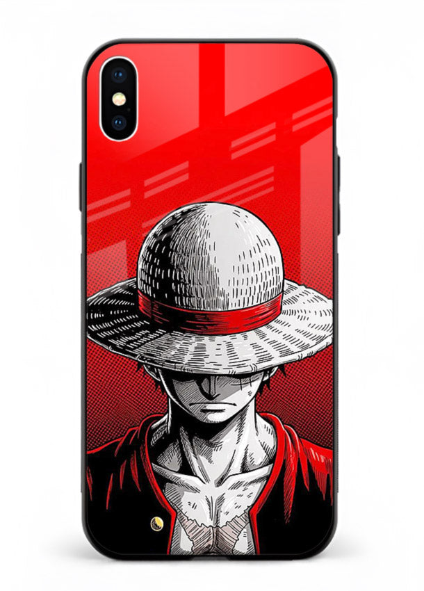 luffy red poster bold anime art iphone xs max glass cover dramatic pirate design case