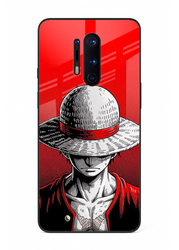 luffy red poster bold anime art OnePlus 8 Pro glass cover dramatic pirate design case